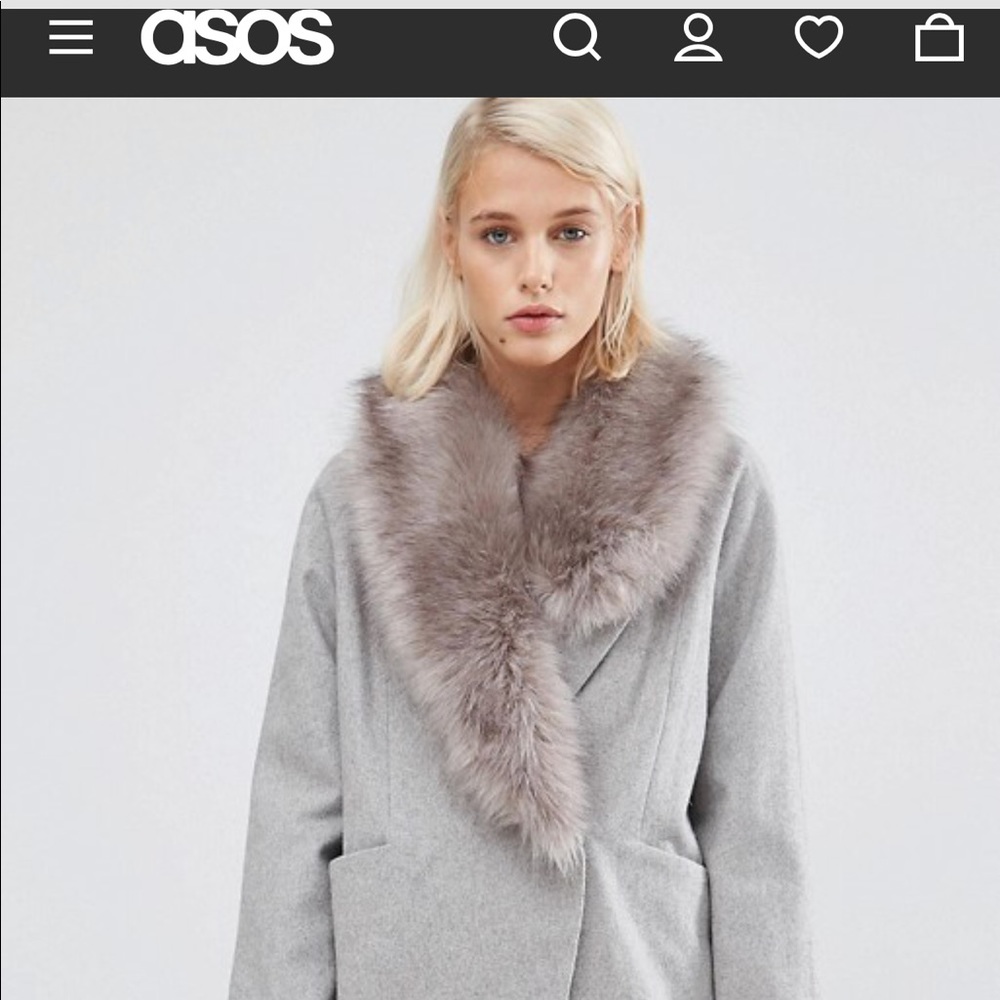 ASOS wool fur coat